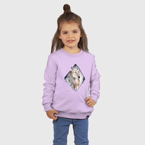 Детский свитшот хлопок Снежный   волк, цвет лаванда - фото 3