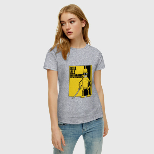Женская футболка хлопок с принтом Bender - Kill Bill, фото на моделе #1