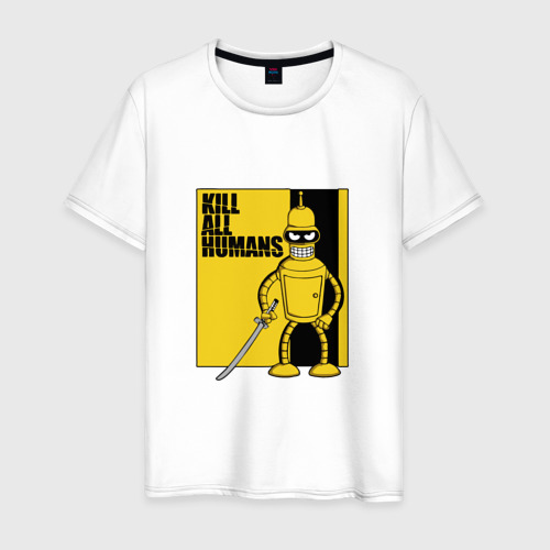 Мужская футболка из хлопка с принтом Bender - Kill Bill, вид спереди №1