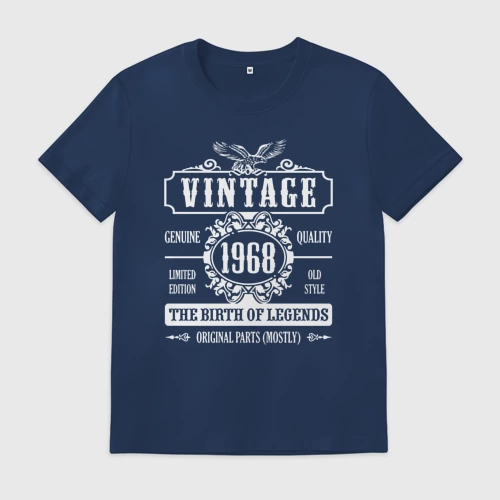Мужская футболка хлопок с принтом Рождение Легенд в 1968, вид спереди #2