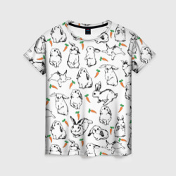 Женская футболка 3D Зайцы с морковками