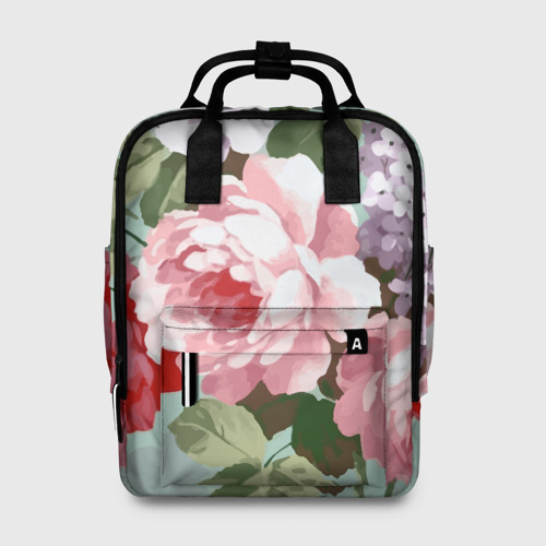 Женский рюкзак 3D с принтом Букет роз / Лето, вид спереди #2