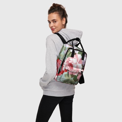 Женский рюкзак 3D с принтом Букет роз / Лето, вид сбоку #3
