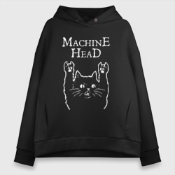 Женское худи Oversize хлопок Machine Head Рок кот