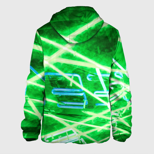 Мужская куртка 3D Неоновые лучи и буквы - Зелёный, цвет 3D печать - фото 2