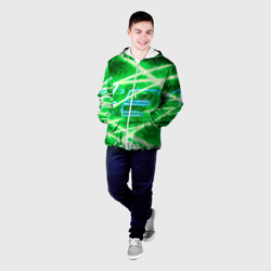 Мужская куртка 3D Неоновые лучи и буквы - Зелёный - фото 2