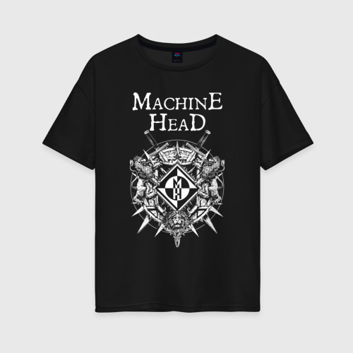 Женская футболка хлопок Oversize Machine Head арт, цвет черный