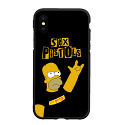 Чехол для iPhone XS Max матовый Sex Pistols Гомер Симпсон рокер