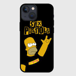 Чехол для iPhone 13 mini Sex Pistols Гомер Симпсон рокер