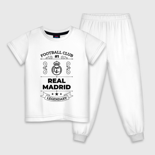 Детская пижама хлопок с принтом Real Madrid: Football Club Number 1 Legendary, вид спереди #2
