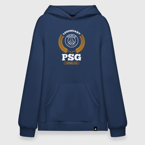 Худи SuperOversize хлопок Лого PSG и надпись Legendary Football Club, цвет темно-синий