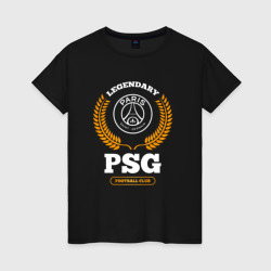 Женская футболка хлопок Лого PSG и надпись Legendary Football Club