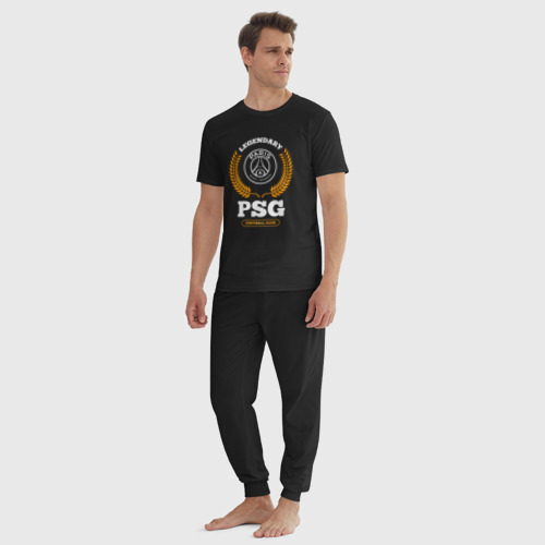Мужская пижама хлопок Лого PSG и надпись Legendary Football Club, цвет черный - фото 5