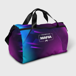 Сумка спортивная 3D Mafia Gaming Champion: рамка с лого и джойстиком на неоновом фоне