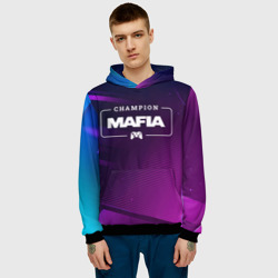 Мужская толстовка 3D Mafia Gaming Champion: рамка с лого и джойстиком на неоновом фоне - фото 2