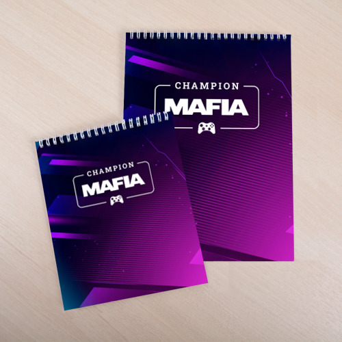 Скетчбук Mafia Gaming Champion: рамка с лого и джойстиком на неоновом фоне, цвет белый - фото 4
