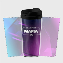 Термокружка-непроливайка Mafia Gaming Champion: рамка с лого и джойстиком на неоновом фоне - фото 2