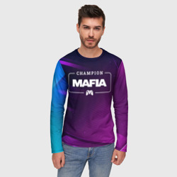 Мужской лонгслив 3D Mafia Gaming Champion: рамка с лого и джойстиком на неоновом фоне - фото 2