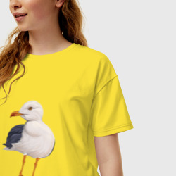 Женская футболка хлопок Oversize Белая чайка - фото 2