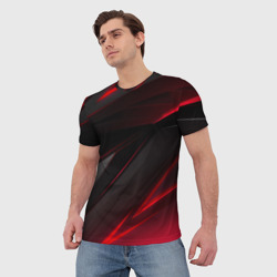 Мужская футболка 3D Красно-черный фон - фото 2