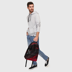 Рюкзак с принтом Красно-черный фон для любого человека, вид спереди №5. Цвет основы: белый
