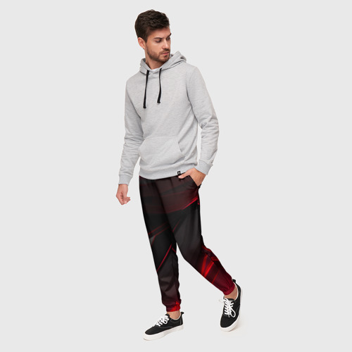 Мужские брюки 3D Красно-черный фон, цвет 3D печать - фото 3