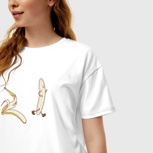 Женская футболка хлопок Oversize Свободный банан скинул кожуру, цвет белый - фото 3