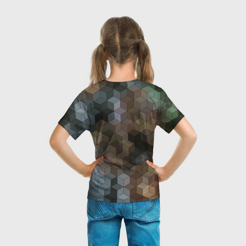 Детская футболка 3D Геометрический 3D узор в серых и коричневых тонах, цвет 3D печать - фото 6