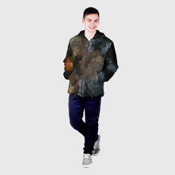 Мужская куртка 3D Геометрический 3D узор в серых и коричневых тонах - фото 2