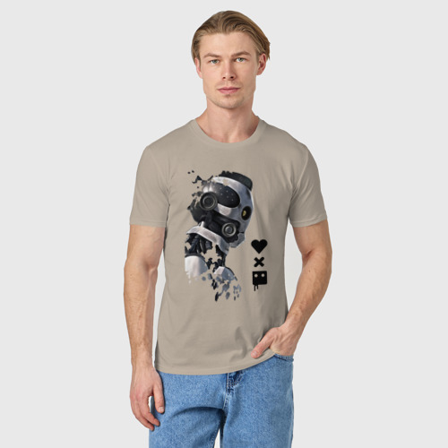 Мужская футболка хлопок xbot 4000 в профиль с лого, цвет миндальный - фото 3
