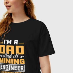 Женская футболка хлопок Oversize Папа инженер - фото 2