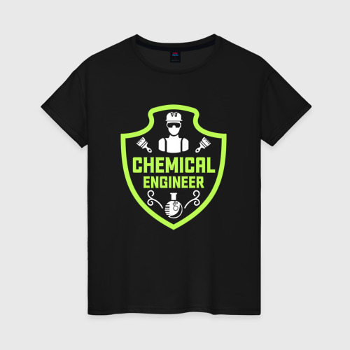 Женская футболка хлопок с принтом Инженер-химик, вид спереди #2