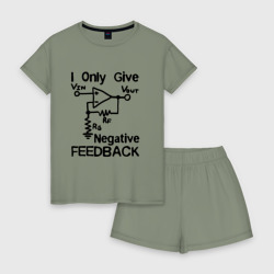 Женская пижама с шортиками хлопок Инженер - I only give negative feedback