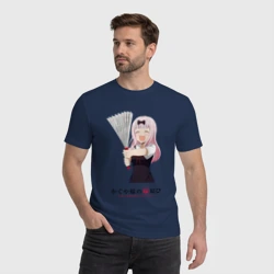 Мужская футболка хлопок Госпожа Кагуя Love is war Синомия с веером - фото 2