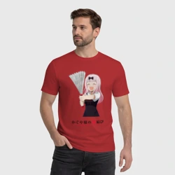 Мужская футболка хлопок Госпожа Кагуя Love is war Синомия с веером - фото 2