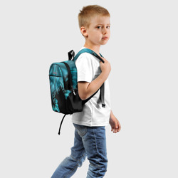 Детский рюкзак 3D Чёрно-голубой неоновый фрактал - фото 2