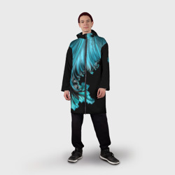Дождевик унисекс 3D Чёрно-голубой неоновый фрактал - фото 2