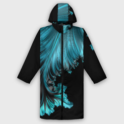 Дождевик унисекс 3D Чёрно-голубой неоновый фрактал