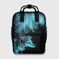 Женский рюкзак 3D Чёрно-голубой неоновый фрактал