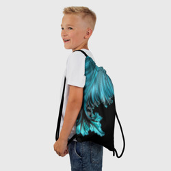Рюкзак-мешок 3D Чёрно-голубой неоновый фрактал - фото 2