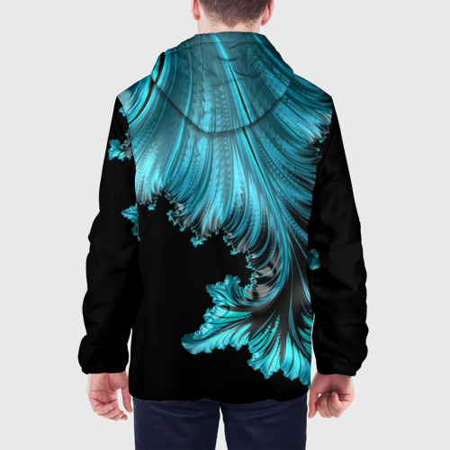Мужская куртка 3D Чёрно-голубой неоновый фрактал, цвет 3D печать - фото 5