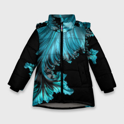 Зимняя куртка для девочек 3D Чёрно-голубой неоновый фрактал