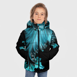 Зимняя куртка для мальчиков 3D Чёрно-голубой неоновый фрактал - фото 2