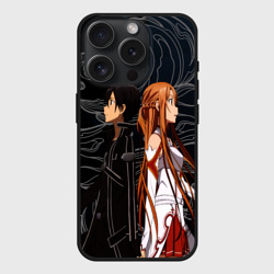Чехол силиконовый для Apple iPhone 15 Pro Мax матовый Кирито и Асуна - Sword Art Online