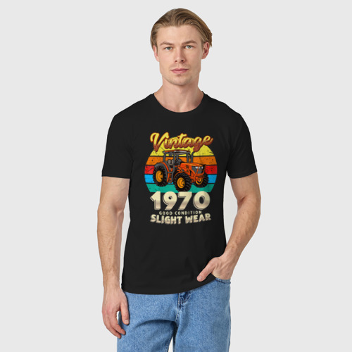 Мужская футболка хлопок Винтаж 1970 состояние хорошее небольшой износ, цвет черный - фото 3