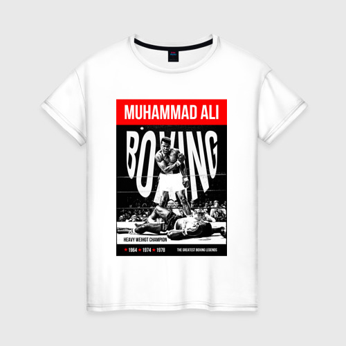 Женская футболка хлопок с принтом Muhammad Ali (двухсторонняя), вид спереди #2