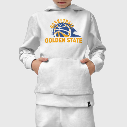 Детский костюм с толстовкой хлопок с принтом Golden State Basketball, вид сбоку #3