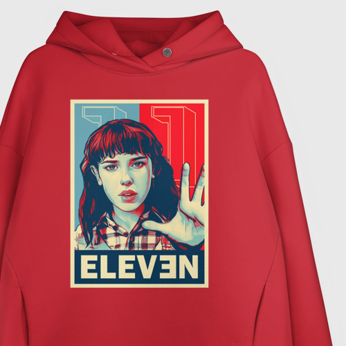 Женское худи Oversize хлопок Stranger Things Eleven, цвет красный - фото 3