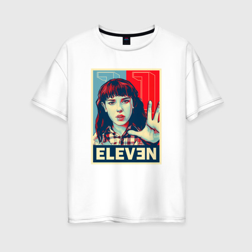 Женская футболка из хлопка оверсайз с принтом Stranger Things Eleven, вид спереди №1
