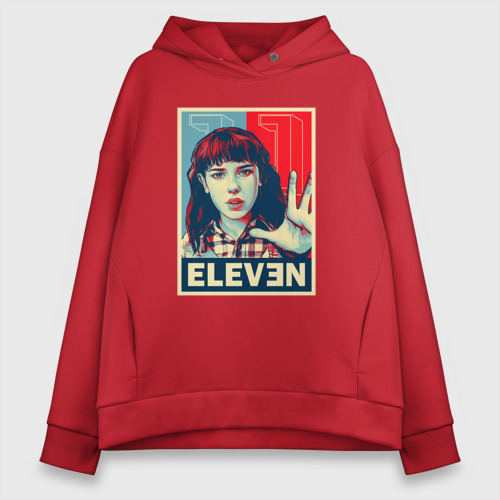 Женское худи Oversize хлопок Stranger Things Eleven, цвет красный